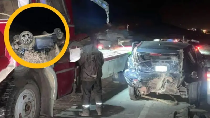Seis vehículos colisionan en la carretera Oruro–Huanuni y varios terminan volcados