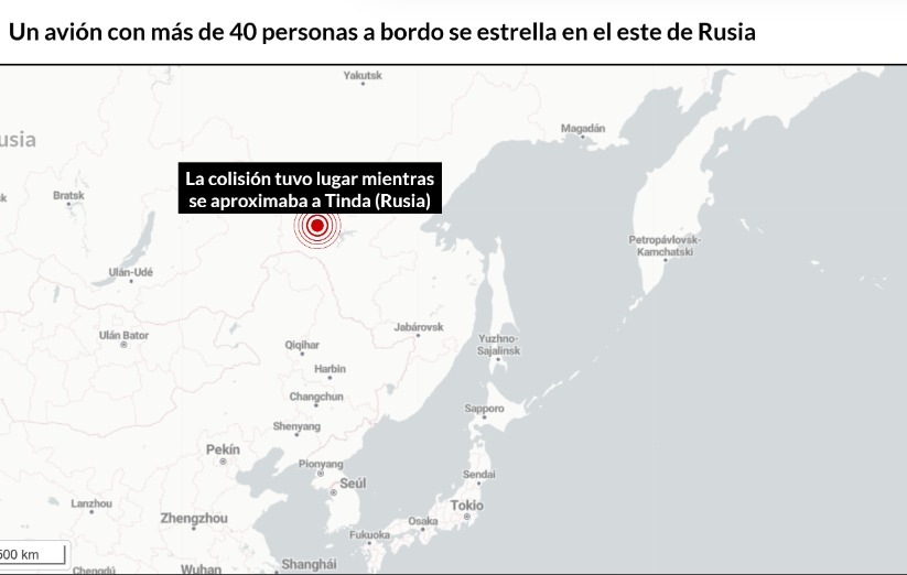 Putin lamenta la muerte de más de 50 personas tras caída de avión en la región de Amur