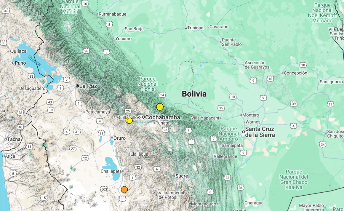 Cochabamba, Santa Cruz y Chuquisaca concentran la mayor cantidad de sismos superficiales