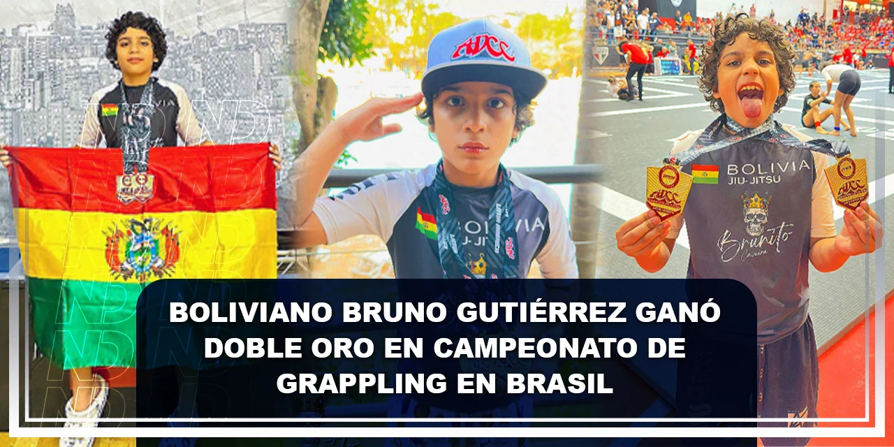 Niño boliviano Bruno «Caveira» Gutiérrez gana doble oro en el ADCC Brazil Open