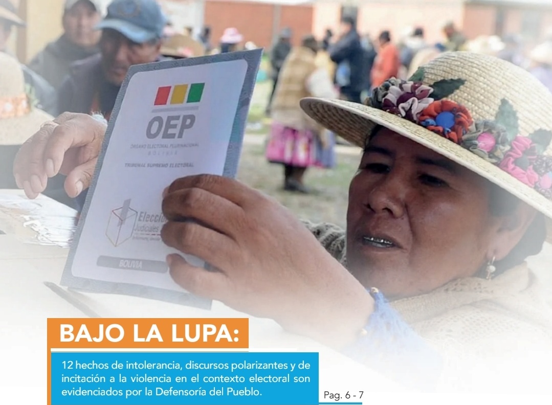 Defensoría del Pueblo alerta sobre 12 hechos de intolerancia y discursos polarizantes en contexto electoral