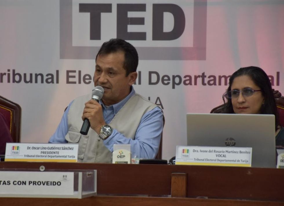 TED Tarija publicará convocatoria y calendario para la segunda vuelta este 31 de agosto