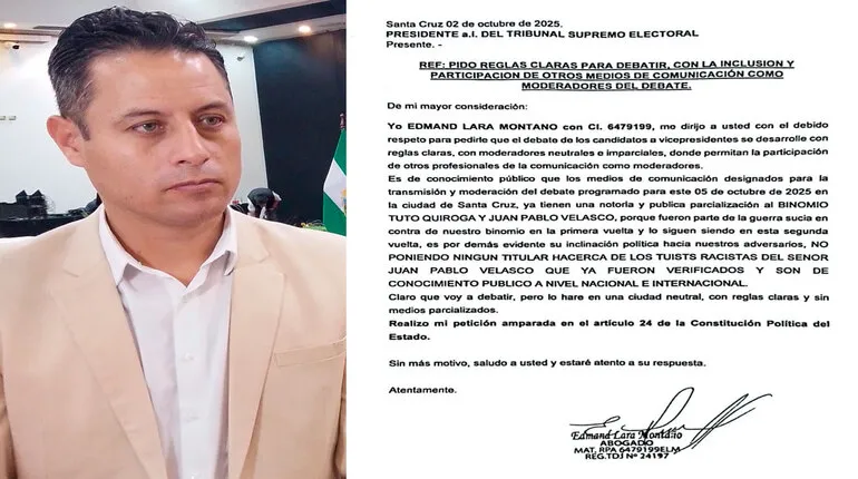 Edmand Lara solicita condiciones neutrales para debate vicepresidencial