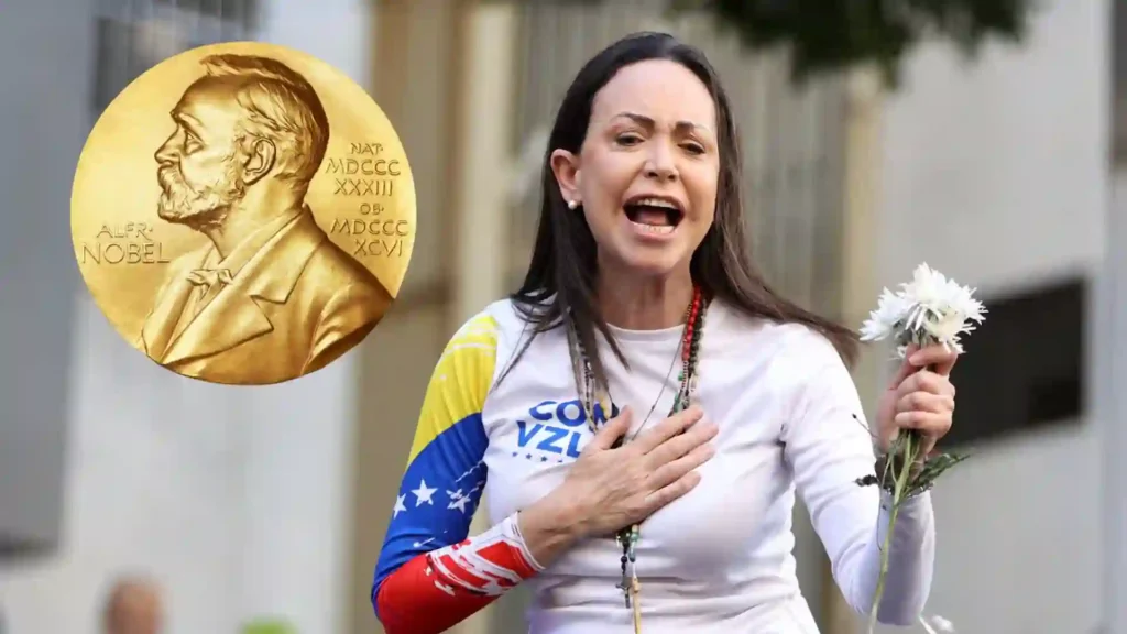 Hija de María Corina Machado recibe en Oslo el Premio Nobel de la Paz en su nombre