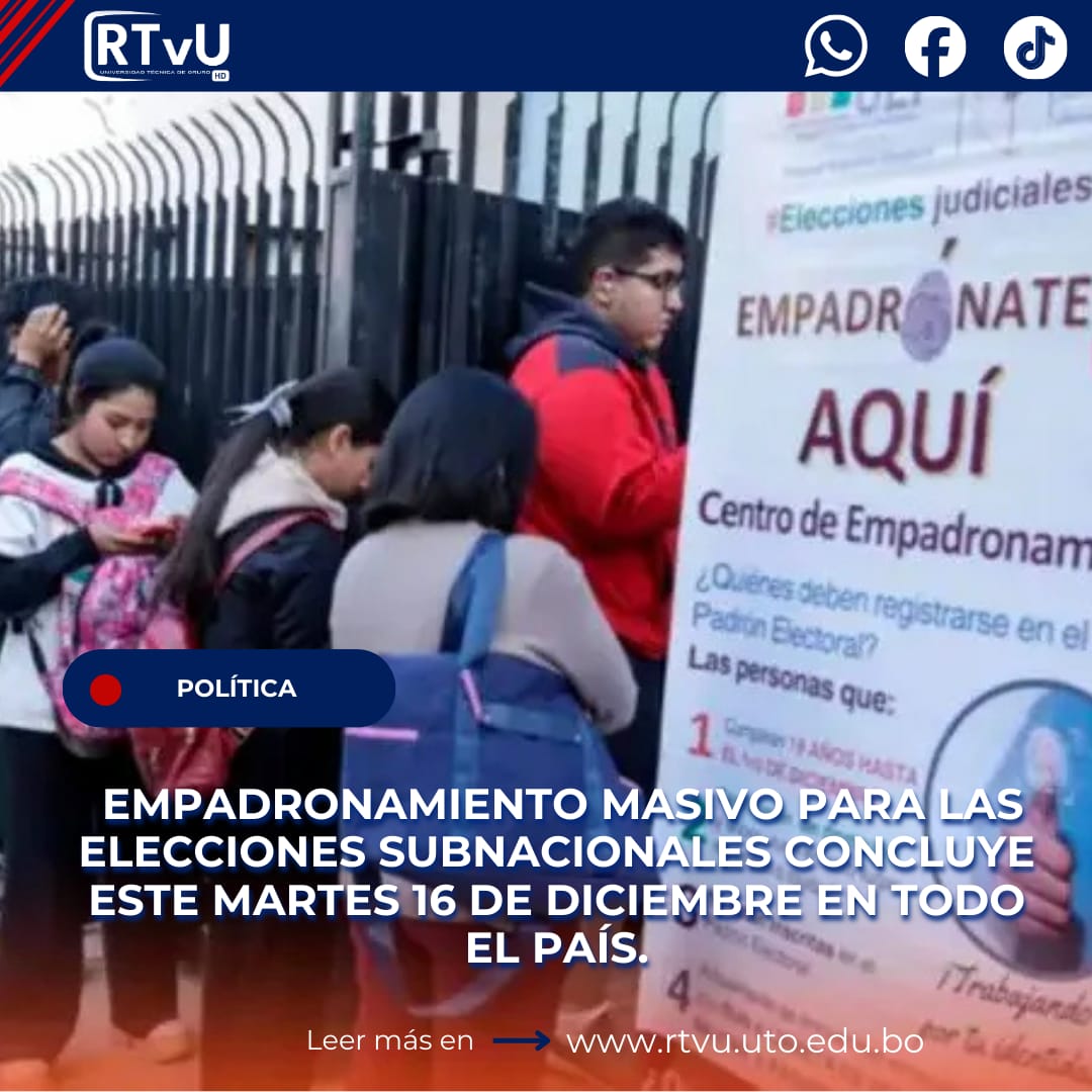 Concluye este martes el empadronamiento para las subnacionales sin ampliación del plazo