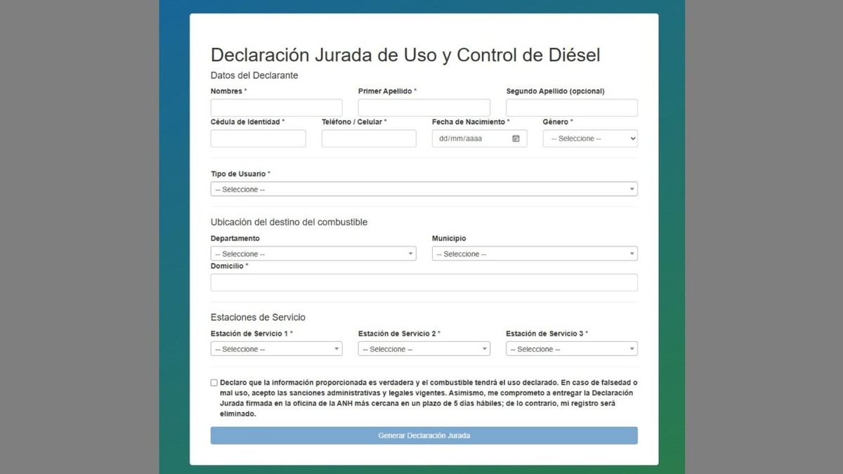 ANH activa registro digital obligatorio para consumidores directos de diésel