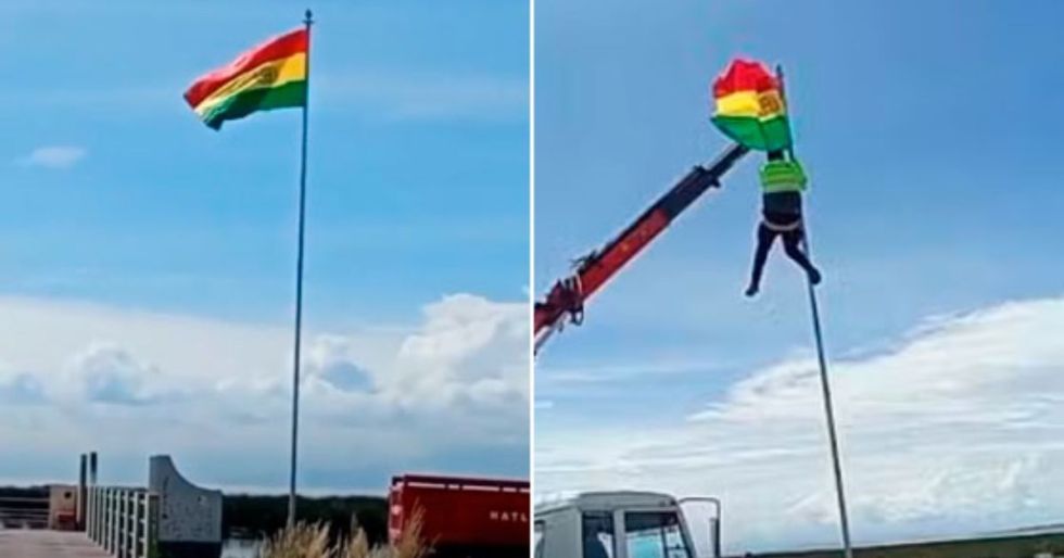 Perú: Bandera boliviana en Puno genera polémica y es retirada por autoridades