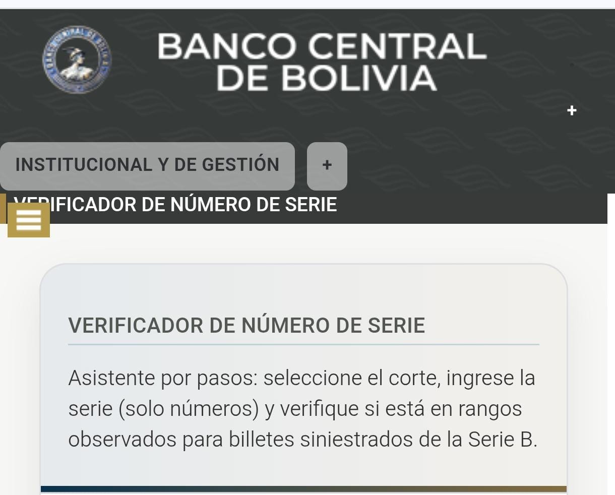 BCB habilita verificador para saber si tu billete de la Serie B tiene valor legal