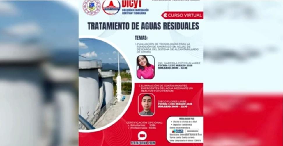 DICyT de la UTO realizará curso virtual sobre tratamiento de aguas residuales