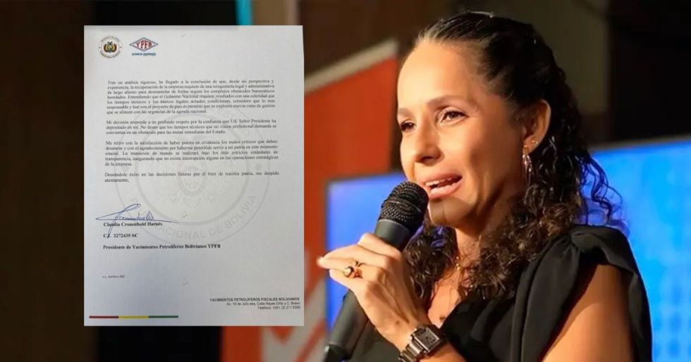 Claudia Cronenbold renuncia a la presidencia de YPFB a tres semanas de asumir el cargo
