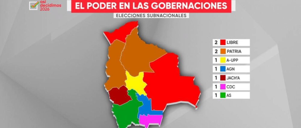 Nuevo mapa de gobernaciones refleja equilibrio de fuerzas políticas
