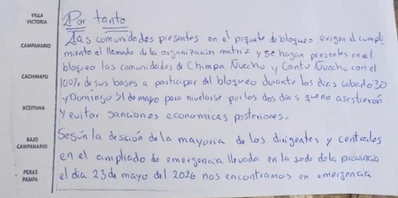 Chuquisaca: Amenazan con sanciones económicas a dos comunidades que no acaten bloqueos convocados por la Futpoch