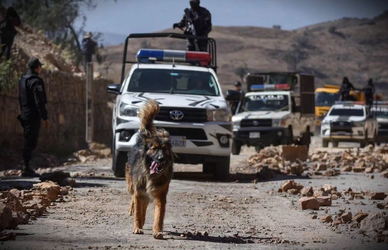 Rex, el perro que acompañó a policías durante desbloqueos en Cochabamba