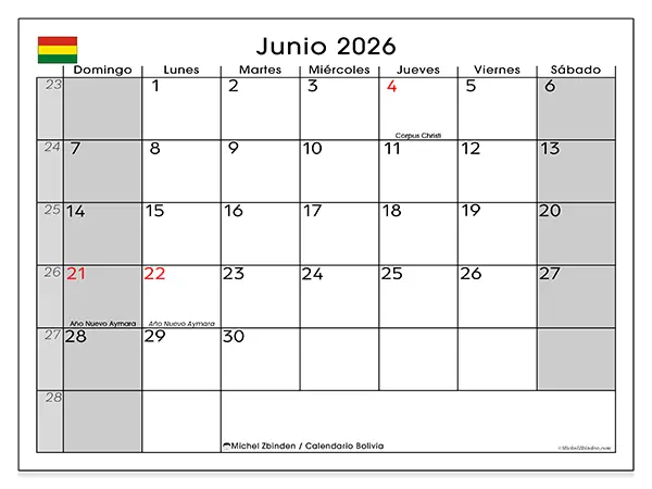 Junio tendrá dos feriados nacionales y dos fines de semana largos en Bolivia